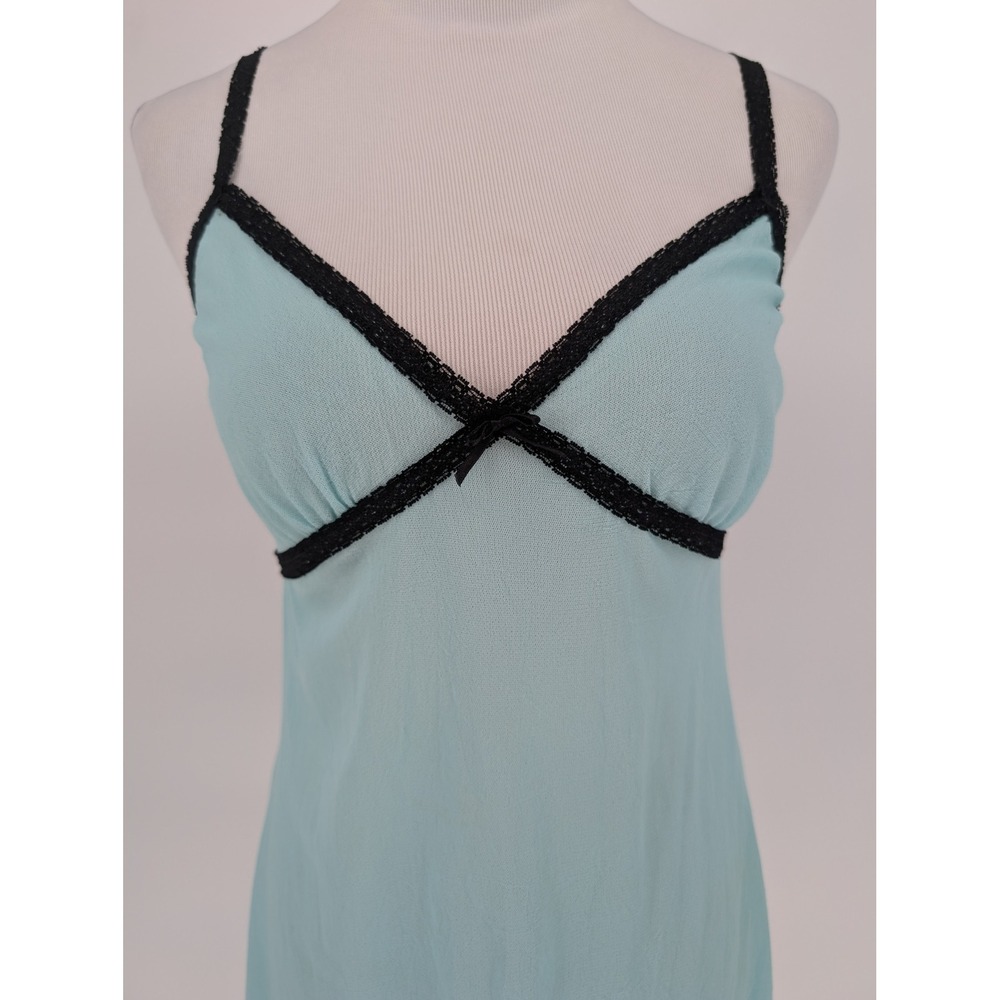 VTG 90s Victorias Secret Babydoll Dress M/L Blue Mesh Lace Trim Coquette Indie - Picture 7 of 13